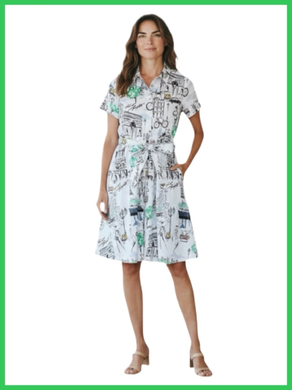 Karl Lagerfeld Paris Printed Cotton Shirtdress